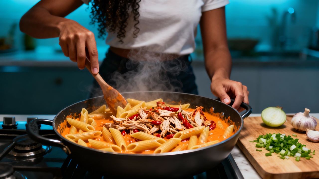 Aprendi com a minha vó o melhor macarrão cremoso de frango