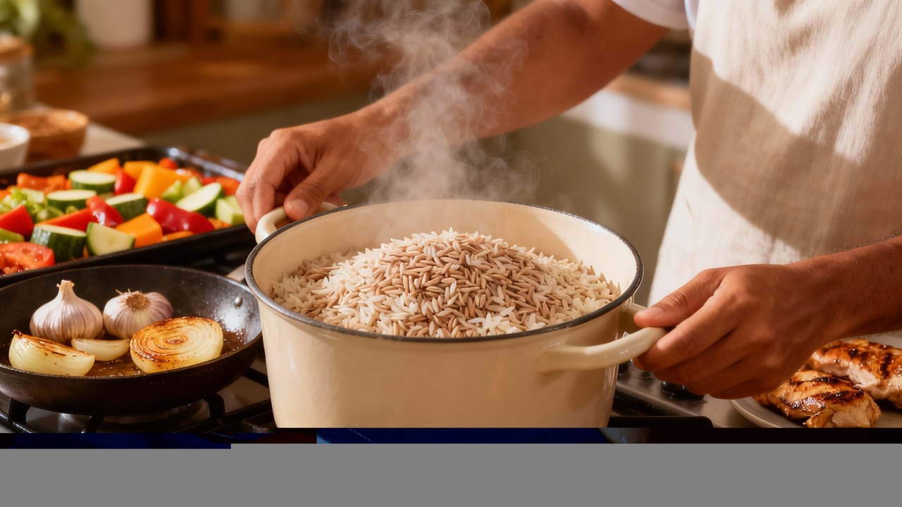 Essa receita com frango grelhado e arroz integral é tudo que seu jantar precisa