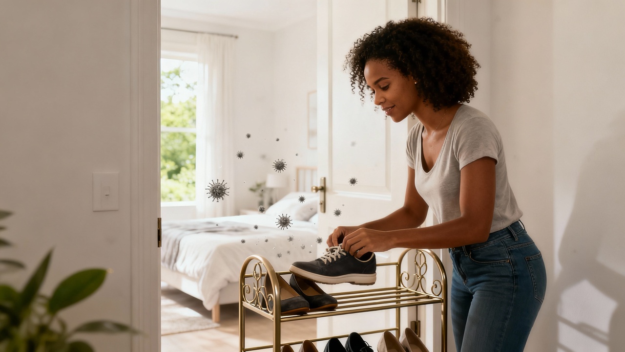 O hábito de deixar sapatos no quarto traz sujeira e odores que prejudicam a qualidade do ar e do sono