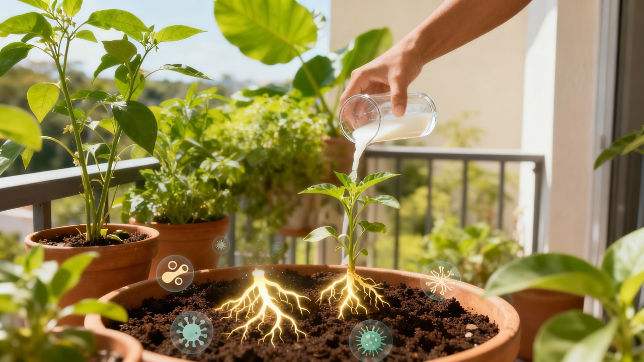 Adubo caseiro com leite que estimula raízes e ainda evita fungos