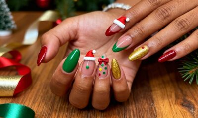 8 ideias de nail art natalinas incríveis para seu visual de Natal