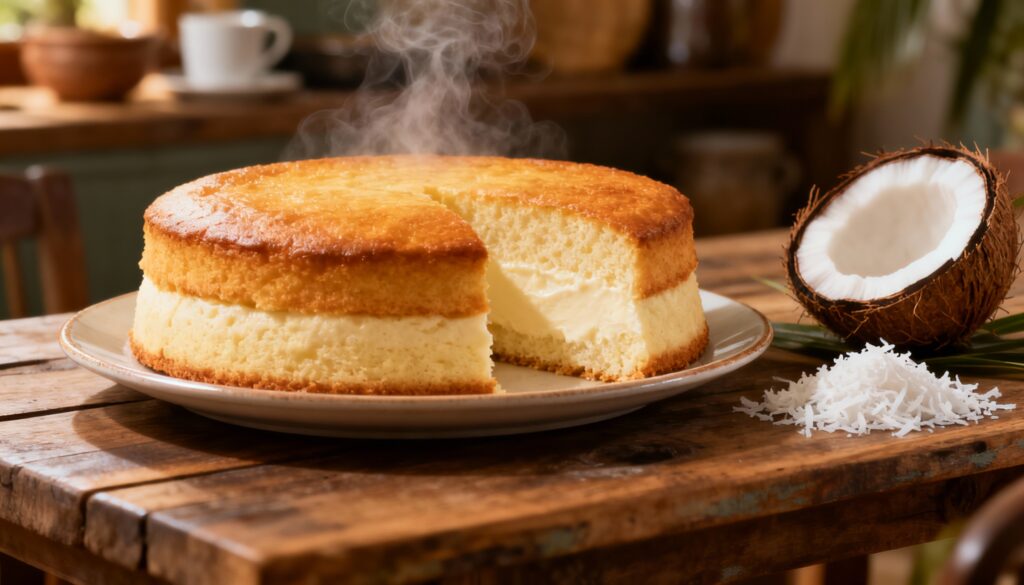 Receita de bolo de fubá cremoso com duas camadas perfeito para o café da tarde