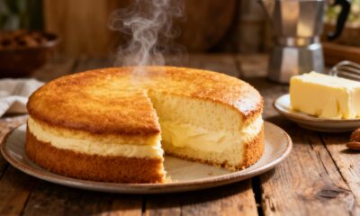 Receita de bolo de fubá cremoso com duas camadas perfeito para o café da tarde