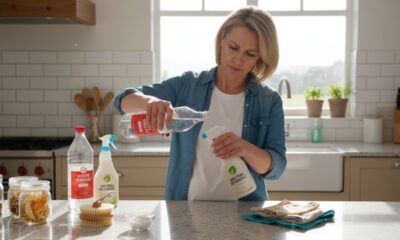 Essa mistura caseira com vinagre e detergente remove sujeira, elimina odores e deixa o piso brilhando