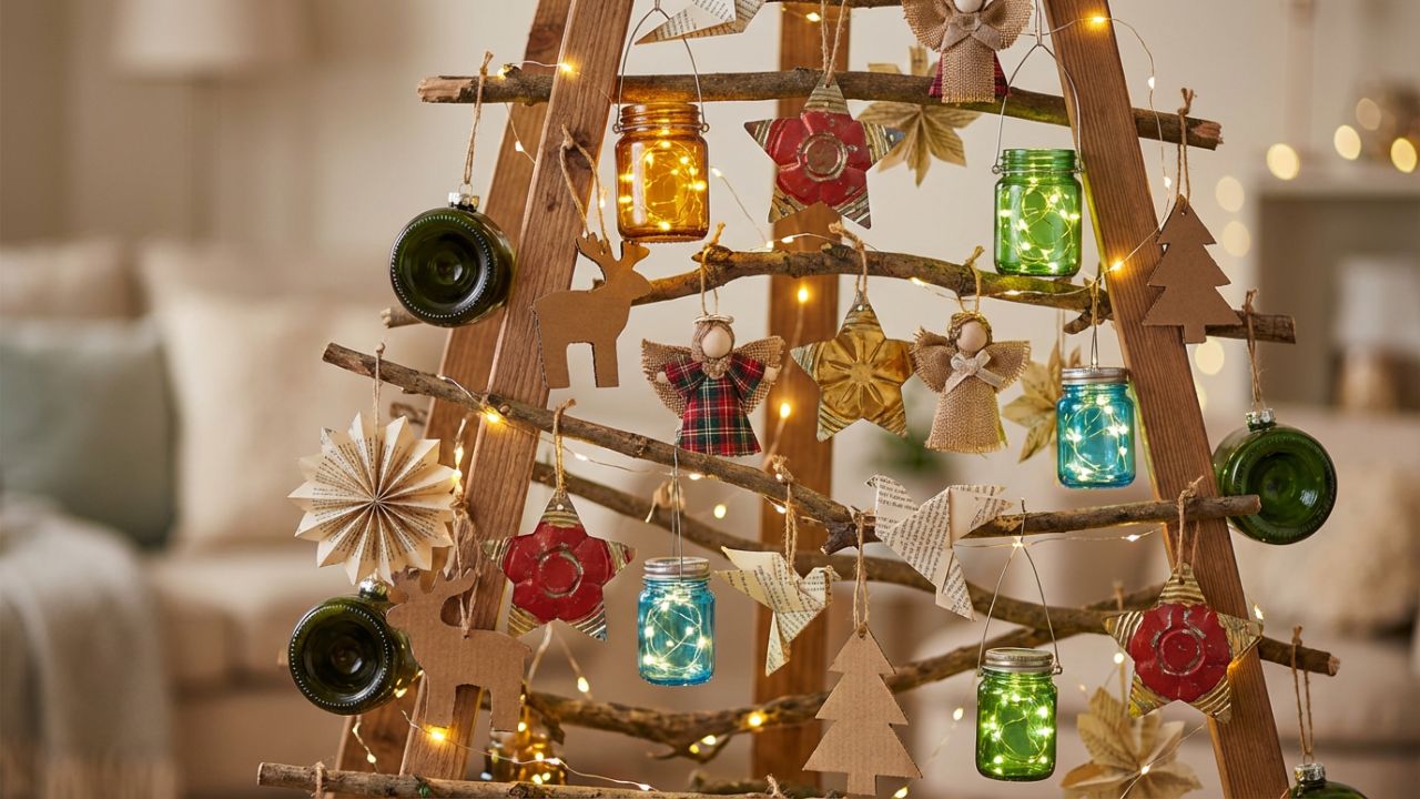 Decorações reaproveitadas transformam a árvore de Natal econômica sem gastar muito