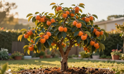 Caqui enxertado no quintal cresce rápido, mas um detalhe no cultivo faz toda a diferença