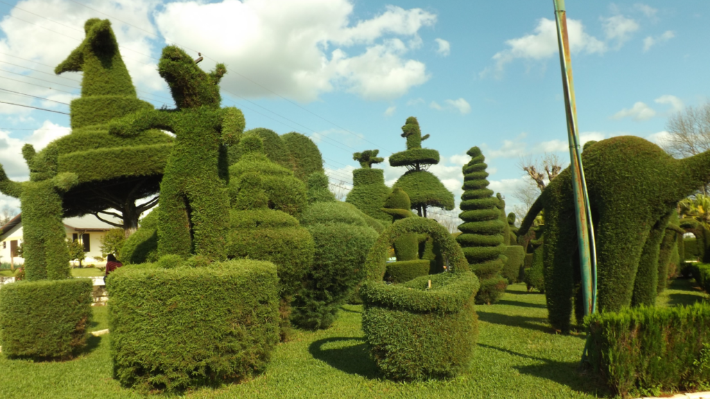 Uma cidade no RS ganhou fama graças a um jardineiro de 89 anos que esculpiu uma praça inteira