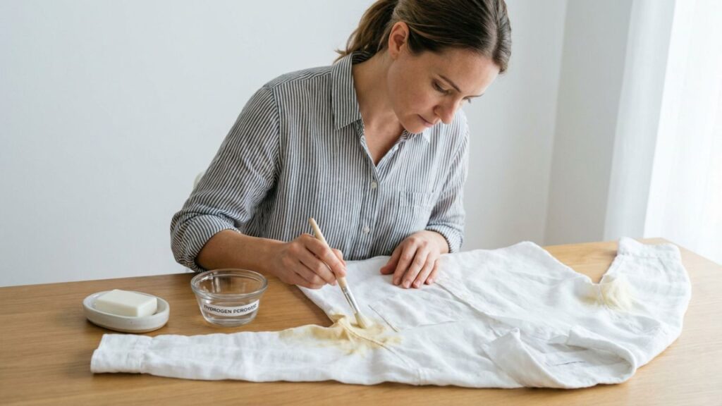 Mistura poderosa com água oxigenada que remove manchas de suor das roupas brancas num piscar de olhos