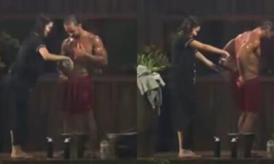 A Fazenda 17: Duda lava partes íntimas de Mesquita; vídeo