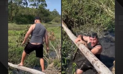 “Pode ir que vai”: vídeo de pescaria termina com mergulho inesperado de amigo