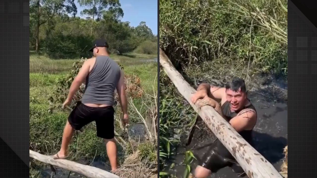 “Pode ir que vai”: vídeo de pescaria termina com mergulho inesperado de amigo