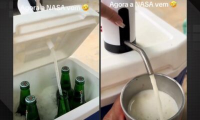 Criatividade brasileira transforma cooler em chopeira improvisada