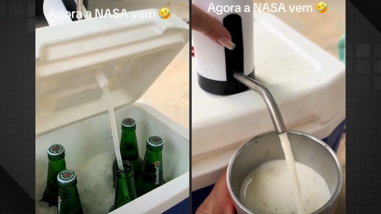 Criatividade brasileira transforma cooler em chopeira improvisada