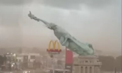 Estátua da Liberdade de Guaíba despenca com temporal e imagem impressiona; veja réplicas pelo mundo