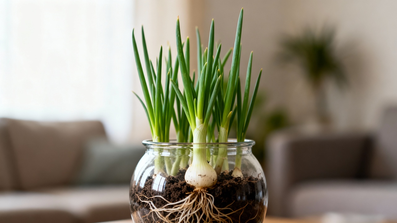 O jeito mais fácil de plantar cebolinha e ver brotar rápido usando potes de vidro em casa
