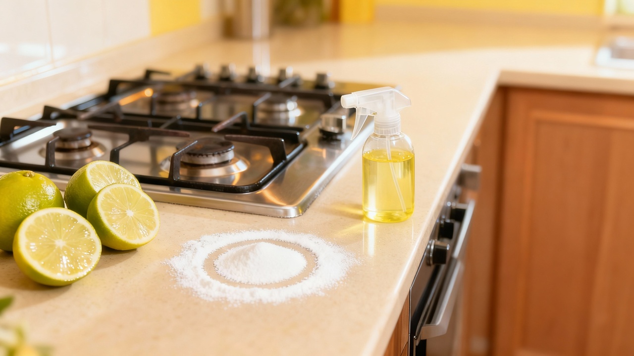 Desengordurante caseiro com limão e detergente para um fogão mais brilhante