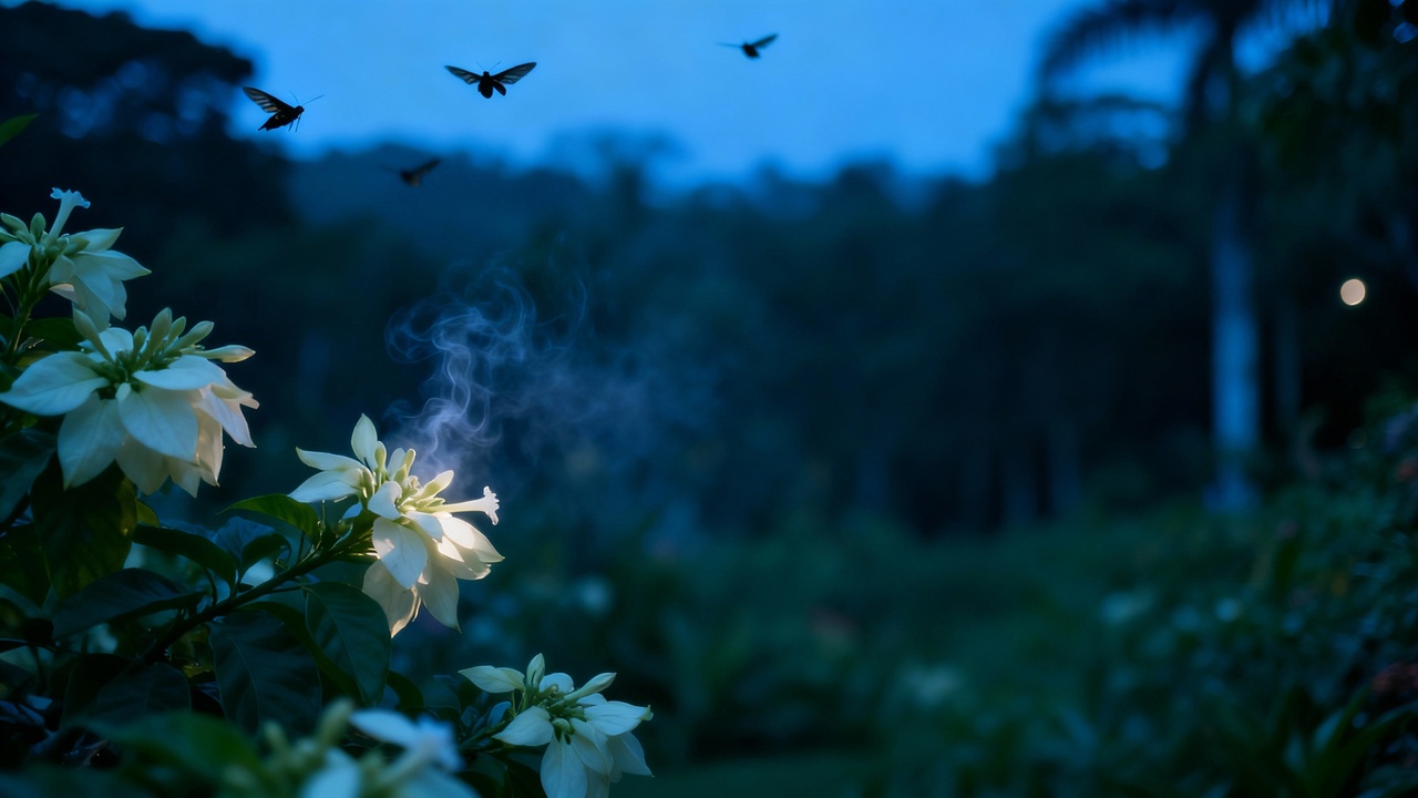 O aroma das flores muda ao anoitecer e deixa o jardim com outro clima