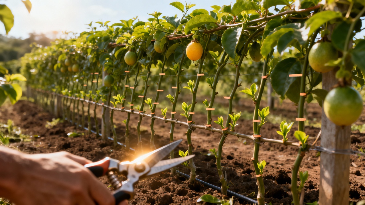 Como fazer o maracujá dar frutos em menos tempo usando poda leve