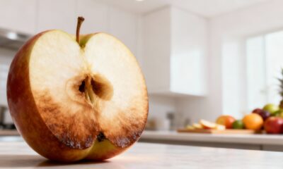 O que acontece na fruta depois de cortar para que ela fique preta tão rapidamente