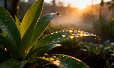 O que causa o brilho das gotas de orvalho nas folhas ao amanhecer e deixa o jardim com ar de magia