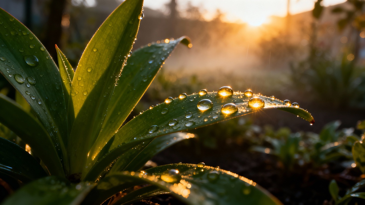 O que causa o brilho das gotas de orvalho nas folhas ao amanhecer e deixa o jardim com ar de magia
