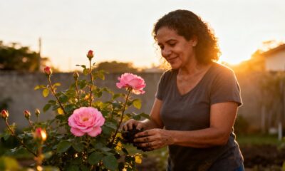 A emoção de plantar uma roseira para minha avó e ver a primeira flor surgir no dia em que ela faria aniversário