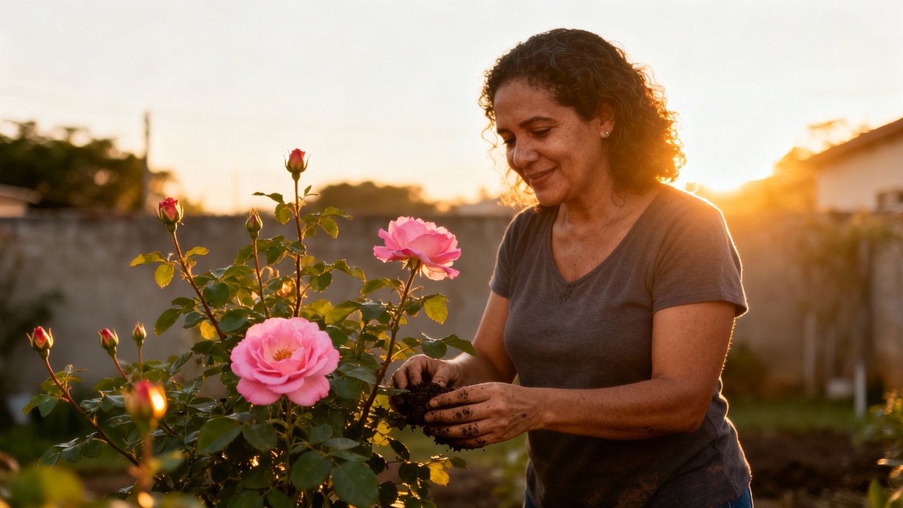 A emoção de plantar uma roseira para minha avó e ver a primeira flor surgir no dia em que ela faria aniversário