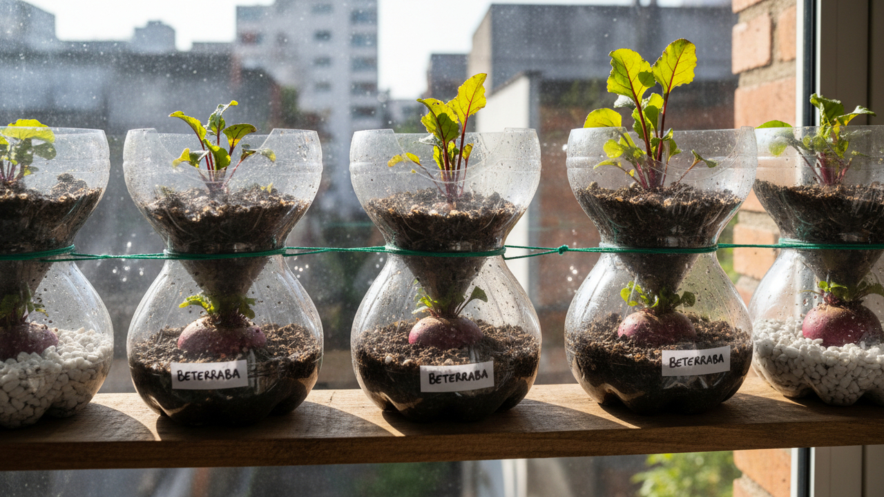 Como plantar beterraba em garrafas recicladas e colher raízes bonitas mesmo sem ter quintal