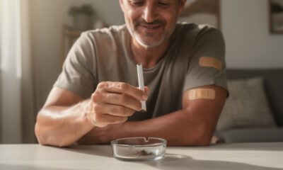 Pessoa decidida abandonando o cigarro, ilustrando o desafio de parar de fumar e os obstáculos emocionais do processo.