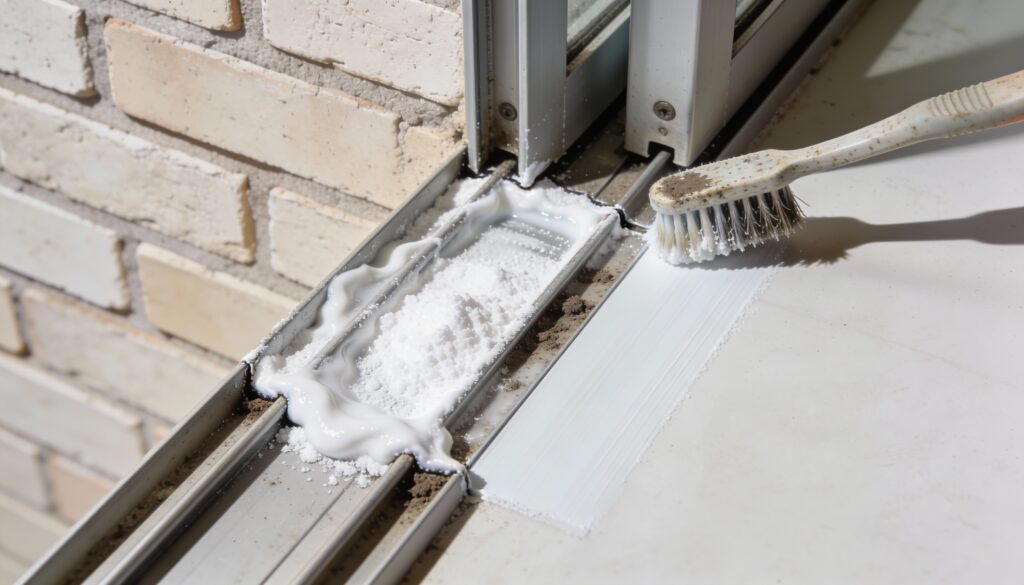 O truque com bicarbonato que limpa trilhos encardidos sem esforço, tira o mofo e ainda melhora o deslizamento