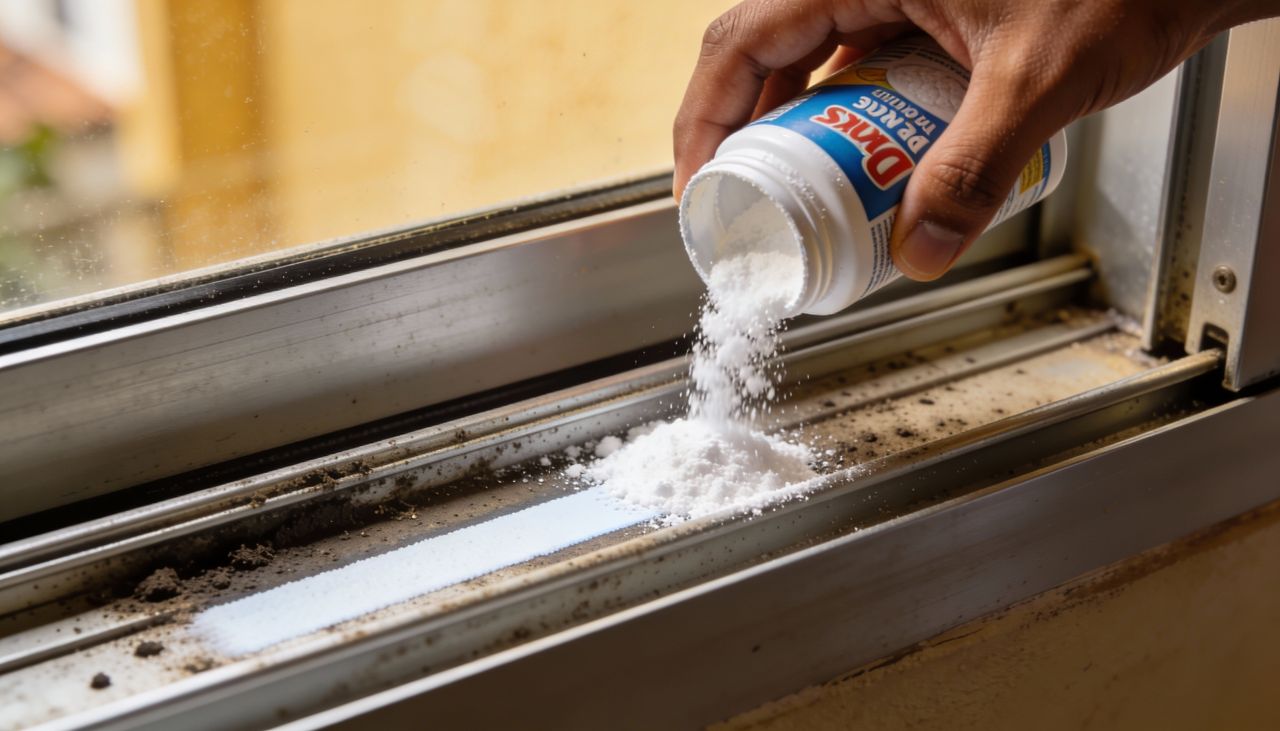 O truque com bicarbonato que limpa trilhos encardidos sem esforço, tira o mofo e ainda melhora o deslizamento