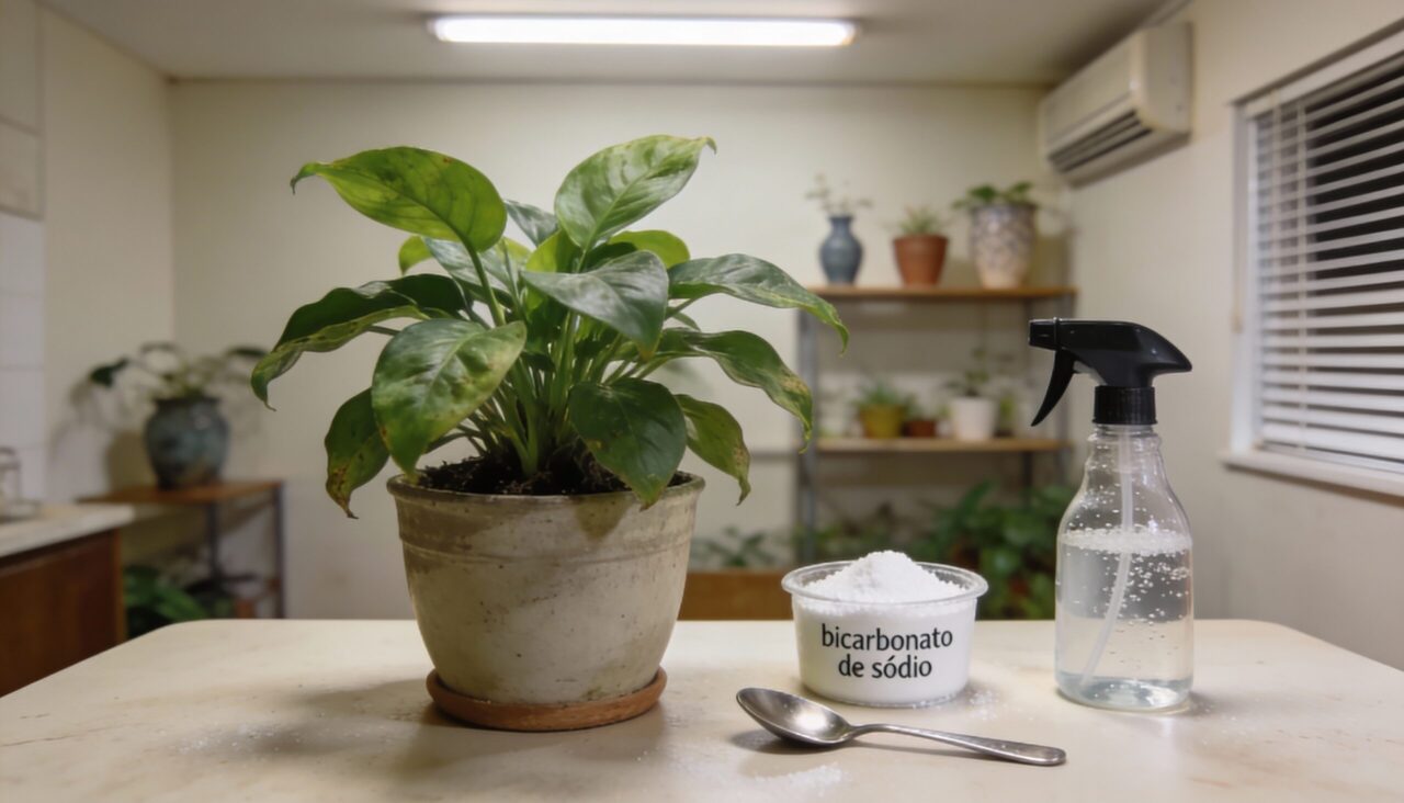 Borrife bicarbonato com água nas folhas e evite o fungo que acaba com plantas em apartamento