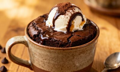 Receita de brownie de caneca sem fermento que fica pronto em 1 minuto