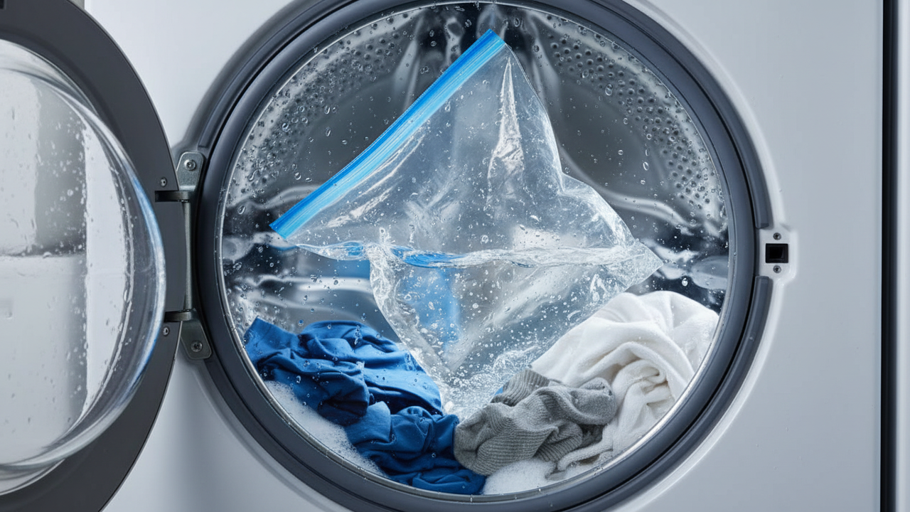 O truque do saco plástico na máquina de lavar é o mistério para roupas macias e sem fiapos