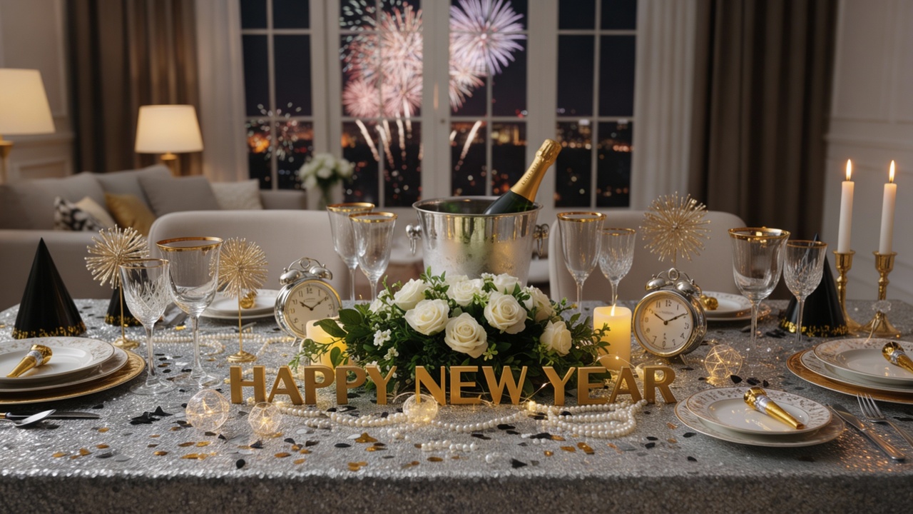 Com pouco dinheiro, e até itens reutilizados, dá pra fazer uma mesa incrível para a festa de ano novo