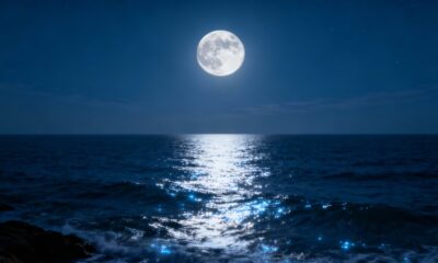 O fenômeno que faz o mar parecer prateado nas noites de lua cheia e cria um brilho quase mágico