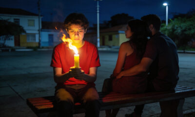 Representação visual da expressão “segurar vela”, associada a situações de constrangimento social.