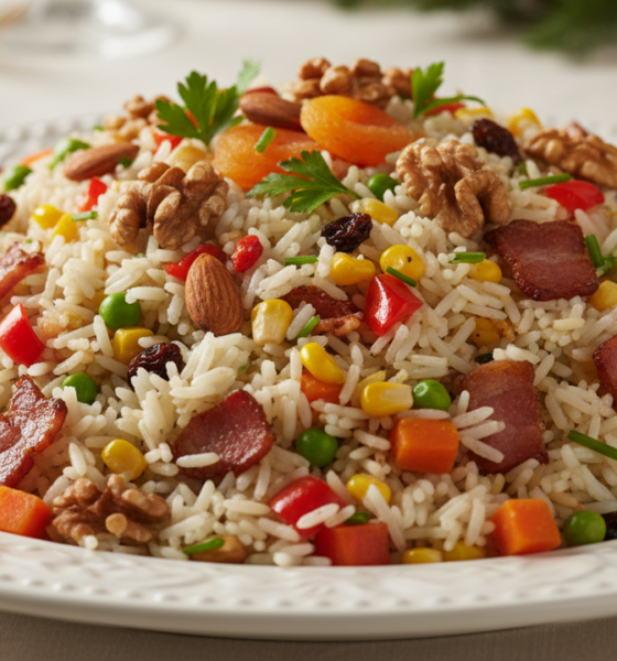 Surpreenda sua família com este arroz natalino recheado