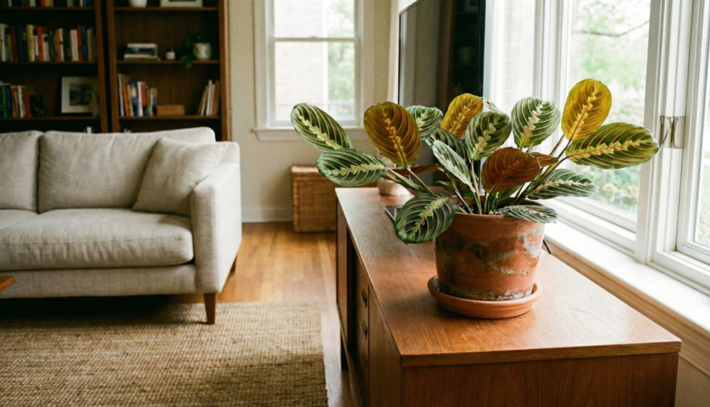 A Maranta é uma planta muito linda e característica com sua "nervura" aparente em meio as folhas