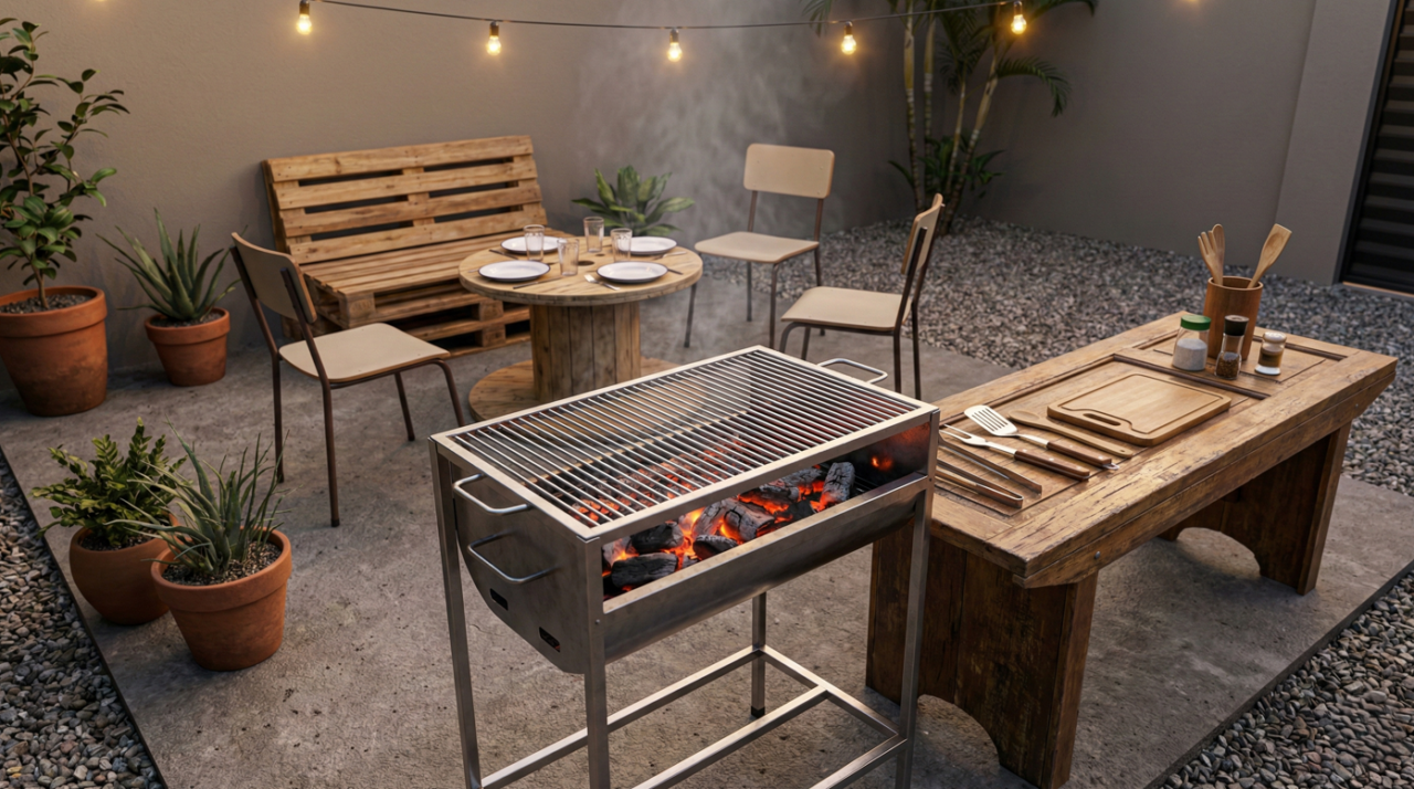 Adeus obra cara: essa área de churrasco simples no quintal fica pronta com pouco e funciona muito bem