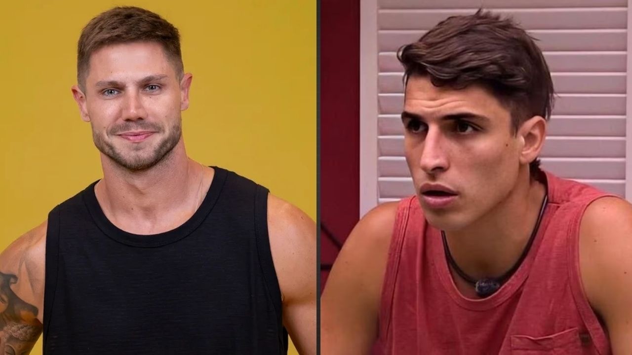 Jonas Sulzbach (esq.) em regata preta, sorrindo. Felipe Prior (dir.) em regata vermelha, surpreso.