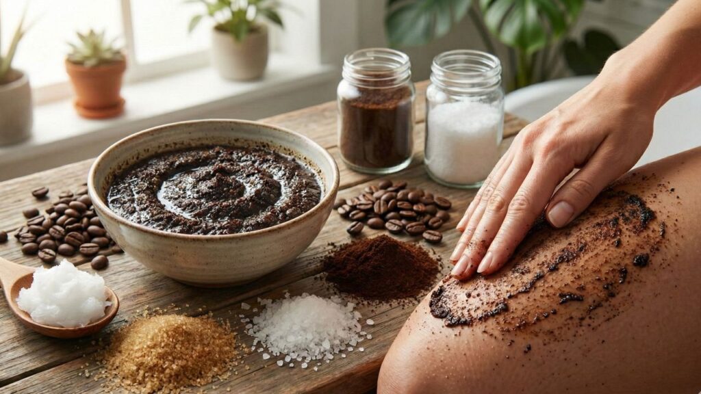 Pele lisa e firme com este esfoliante de café simples e muito barato