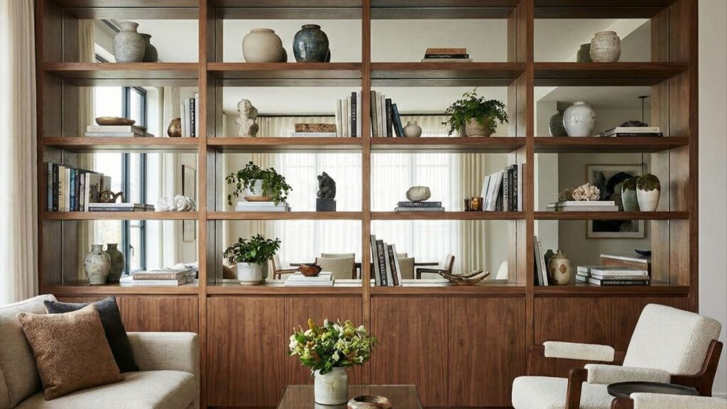 Como conquistar a decoração de prateleiras de sala de estar perfeita com itens que você já tem