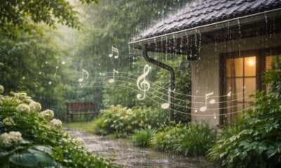 Esse efeito faz a chuva produzir sons diferentes ao tocar a terra