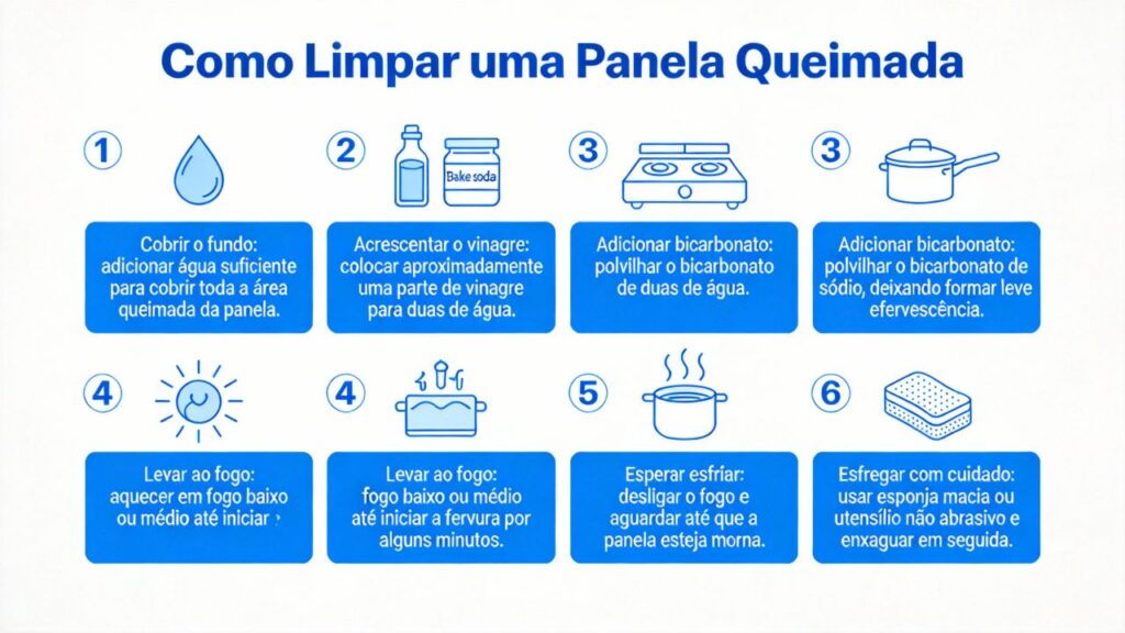 Não jogue fora sua panela queimada! O truque de mestre com 3 ingredientes que remove o carvão.