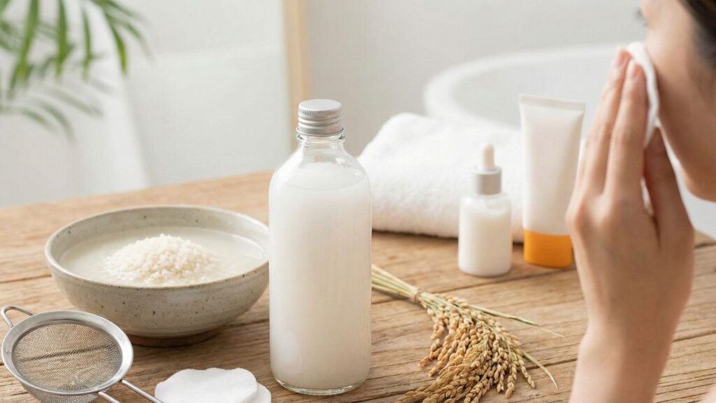 Esta receita única de tônico facial com água de arroz deixa seu rosto radiante e macio