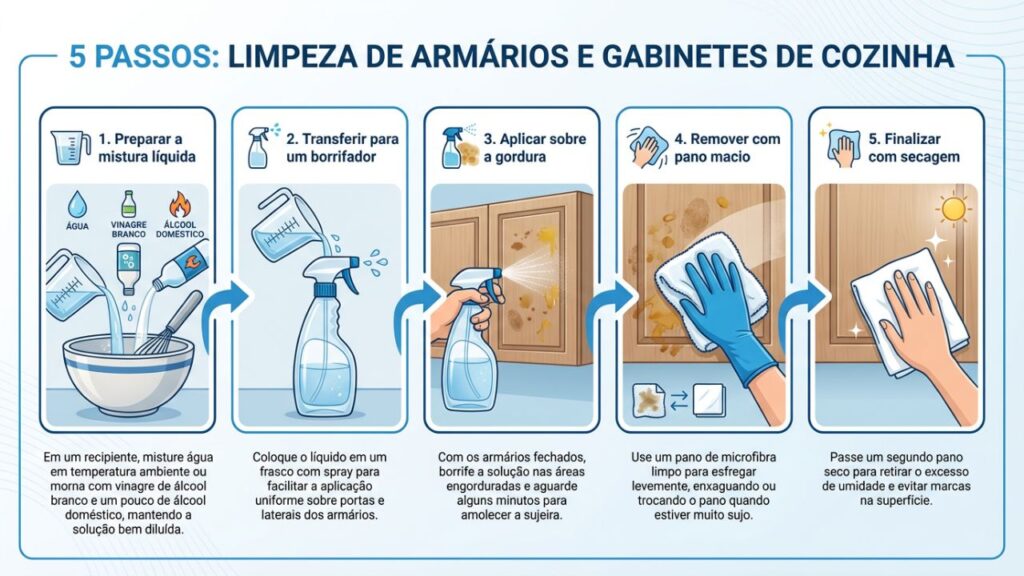 Como limpar armários de cozinha sem esforço usando a técnica da água morna