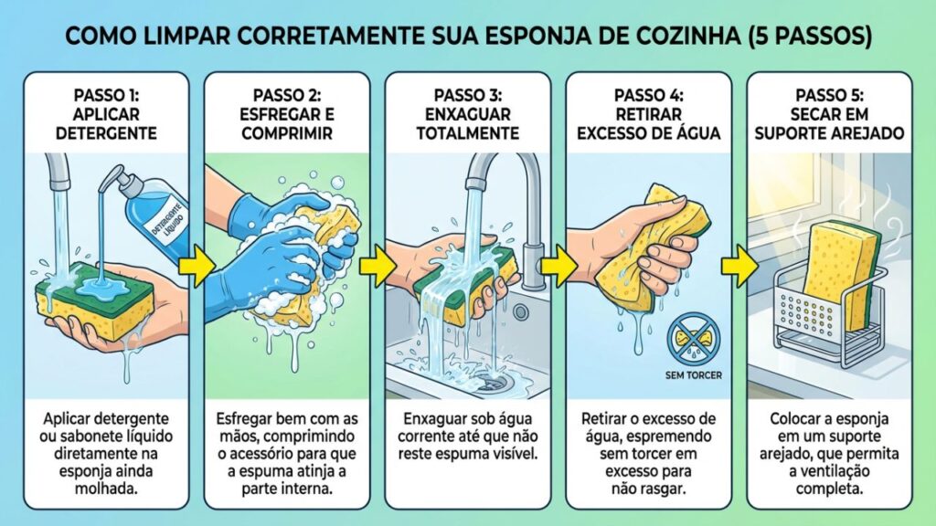 Aprenda agora como limpar esponja de cozinha e livre sua casa de doenças