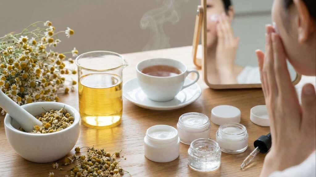 Saiba se é seguro passar chá de camomila no rosto e quais os seus benefícios
