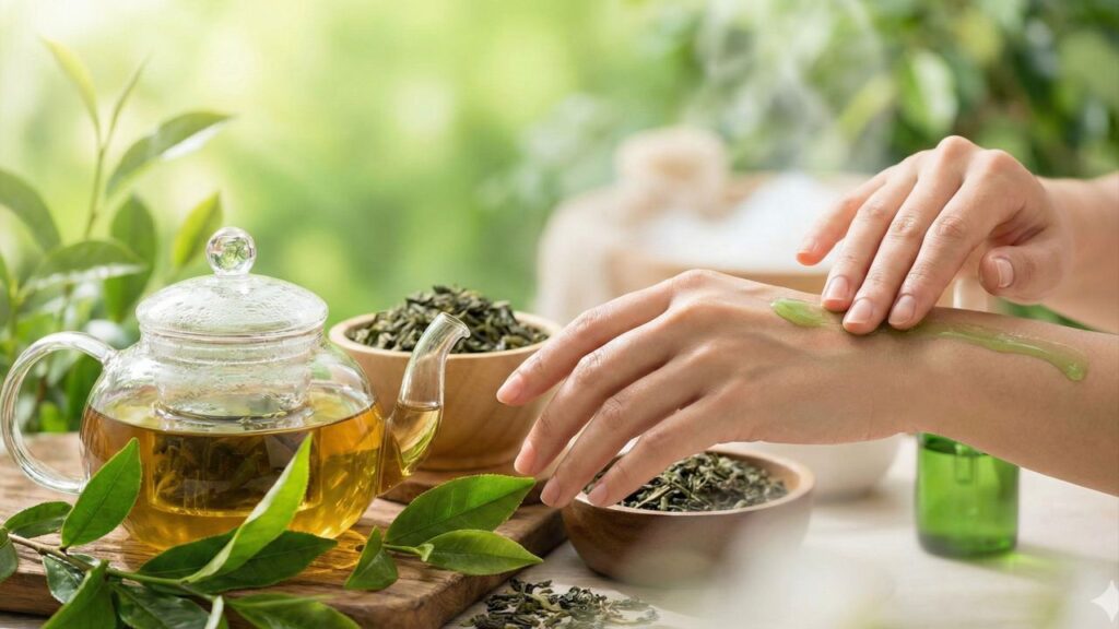 Melhor spray facial com chá verde caseiro para renovar sua pele no calor intenso